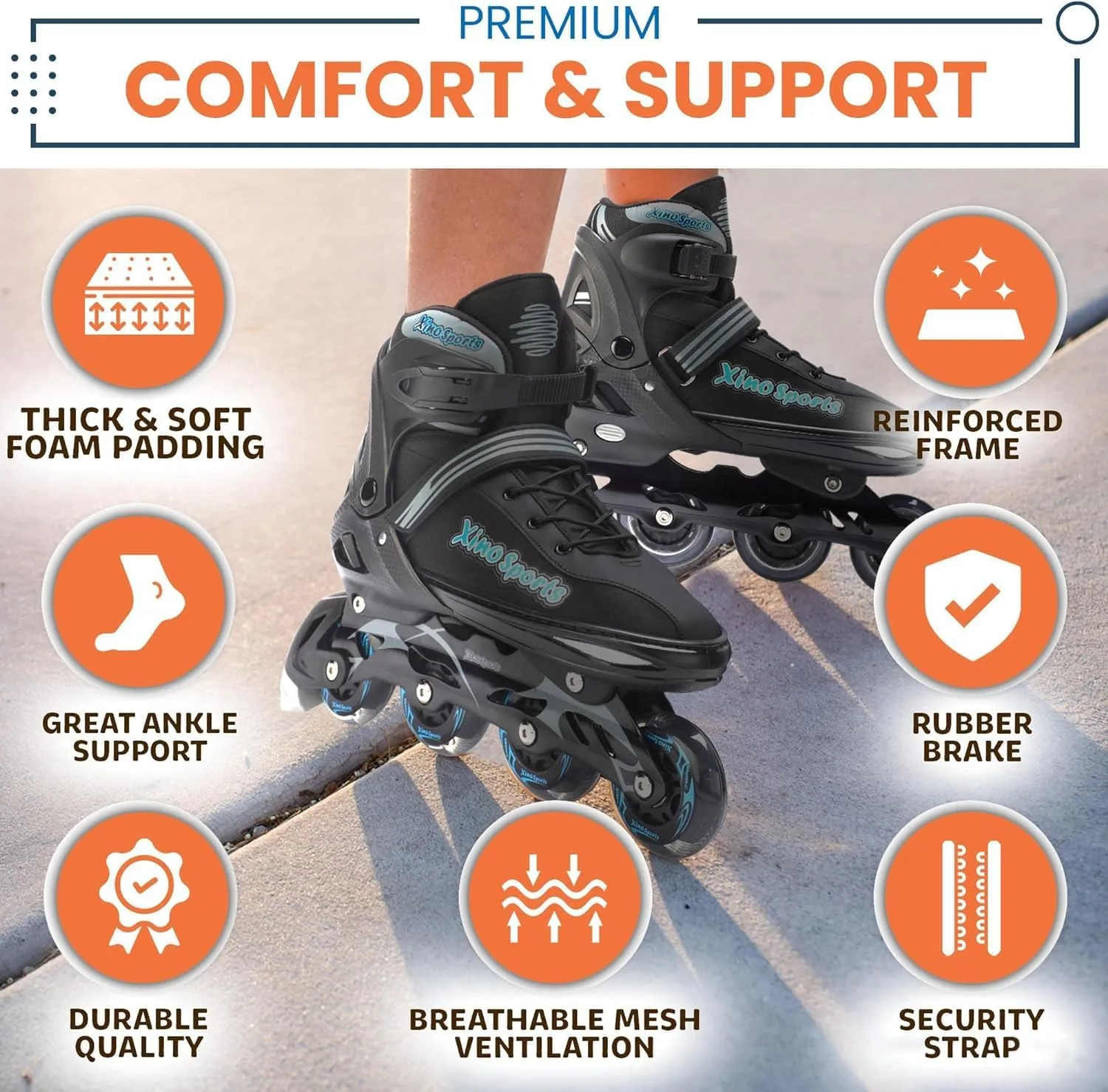 XINO SPORTS 2 in 1 Combo, Kids Roller Skates | Inline Skates - Interchangeable LED Light Up Skates for Kids Ages 6-12, Teens & Adults, Inline Skates for Girls and Boys, Adjustable Roller Skates Blades