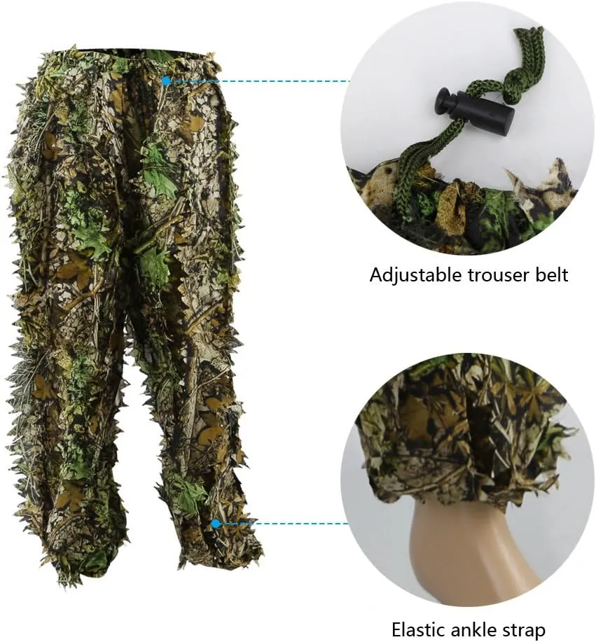 Zicac Outdoor Camo Ghillie Suit 3D Leafy Camouflage Clothing Jungle Woodland Hunting