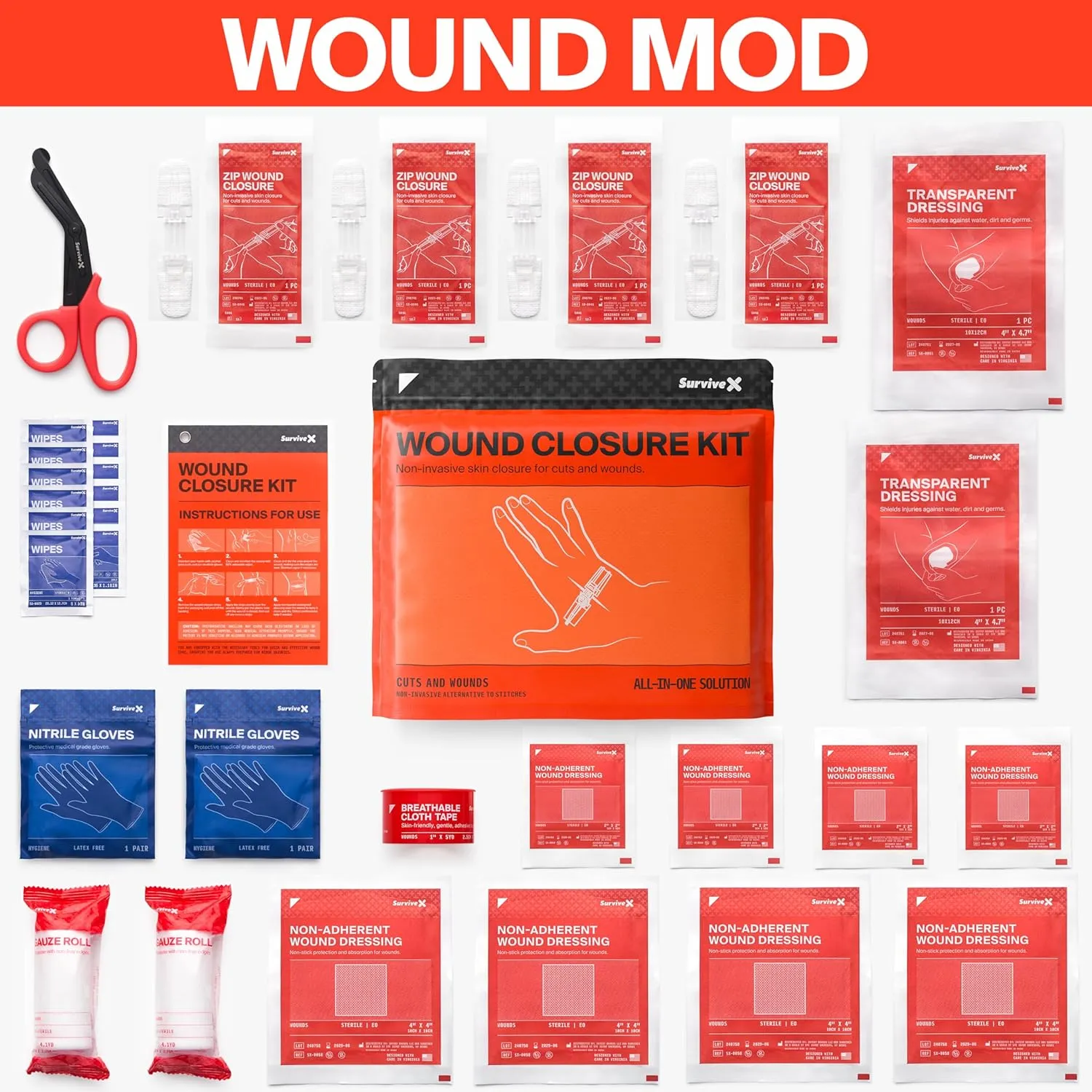 Zip Stitch Wound Closure Strips Kit - Repair Wounds Without Stitches - Zipstitch Sutures - Laceration Closure Kit - FSA HSA Approved