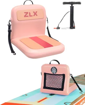 ZLX Paddle Board Seat with Back Support, Portable Kayak Seat, Air Pump Included, Universal Inflatable Seat for Adults, Foldable Ergonomic Design, Easy Fix for Outdoor Fishing/Kayaking/Camping